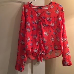 Sheer Floral Forever 21 Long Sleeve Shirt