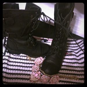 Military style black boots