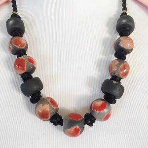 Red Lava Ceramic Necklace