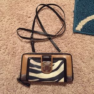 Brighton Leather With Zebra Clutch Purse