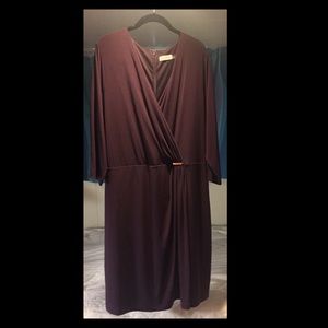 Eggplant Calvin Klein faux wrap dress