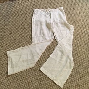 White linen pants