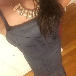 Silk Gray Long Crossback Prom Dress