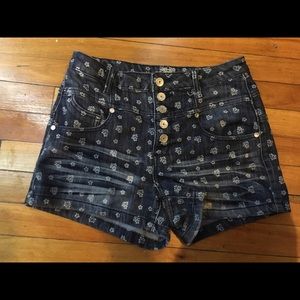 High waisted flower print shorts