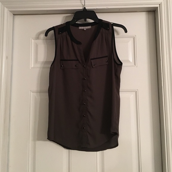 Silk button up sleeveless blouse