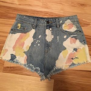 BDG High Waisted Paint Splatter Shorts