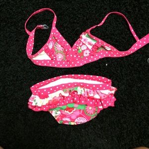 Adorable baby bikini watermelon pink with flowers