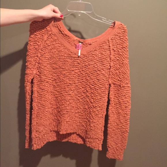 Free People Rustic Orange Songbird Sweater