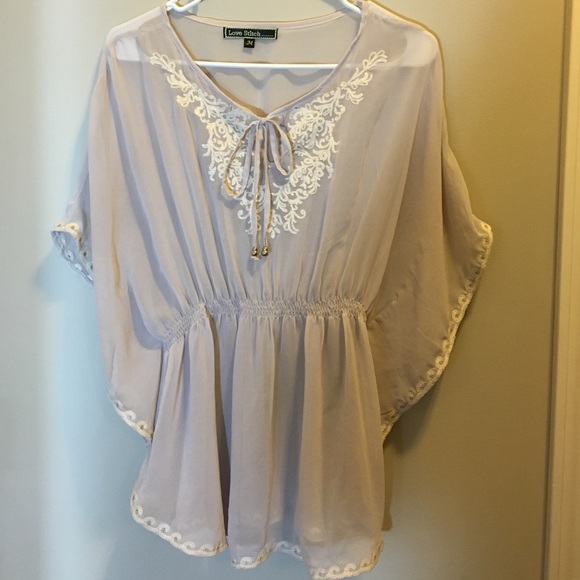 Sheer lavender embroidered top