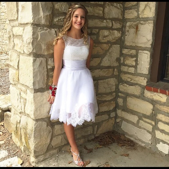 White pearl homecoming dress