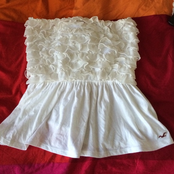 White Hollister ruffle tube top