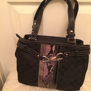 Black Coach Python signature handbag