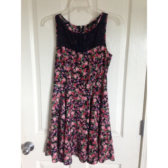 Mesh floral skater-style dress
