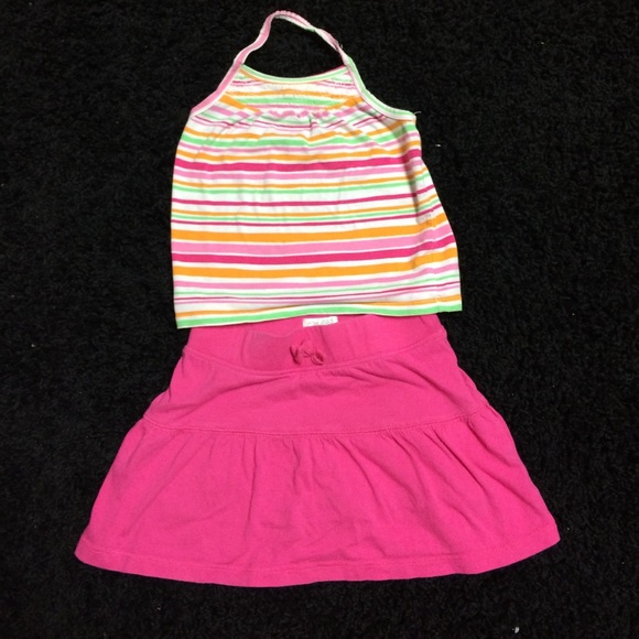 Adorable skourt with matching pinstripe hulter top