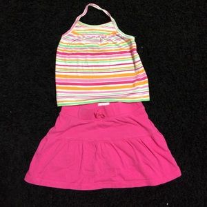 Adorable skourt with matching pinstripe hulter top