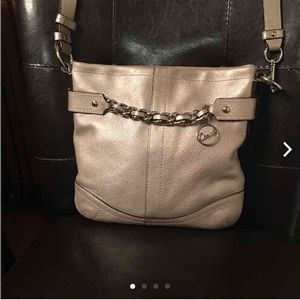 Coach Silver Leather Chain Duffle