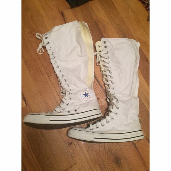 Converse Shoes - White lace-up Converse All-Star knee-highs