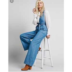 Free people Clara chambray overall jumpsuit