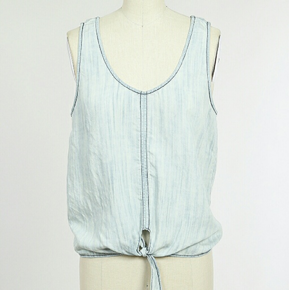Front tie denim tank