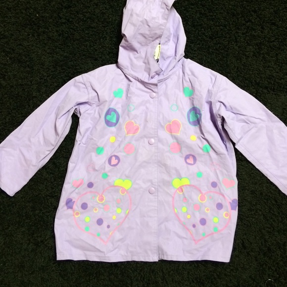 Pretty little rain coat purple with hearts floatin - Picture 1 of 4