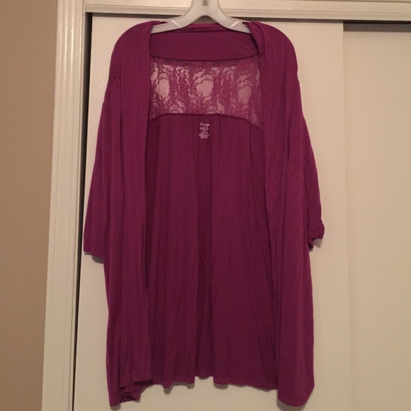 3/4 sleeve open cardigan with lace back panel