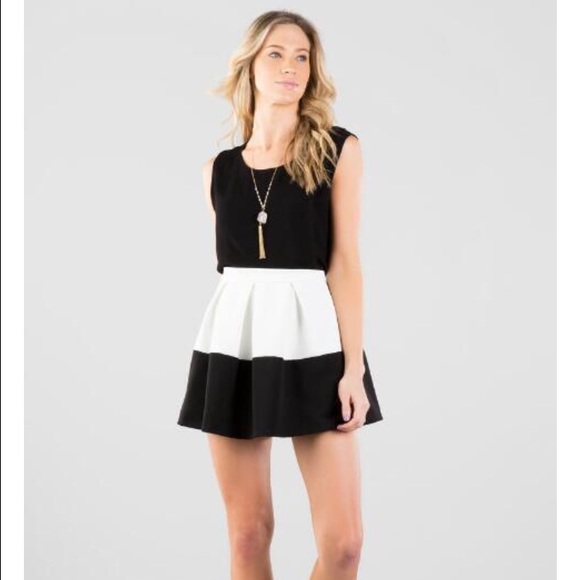 Black and White Color Block Skirt