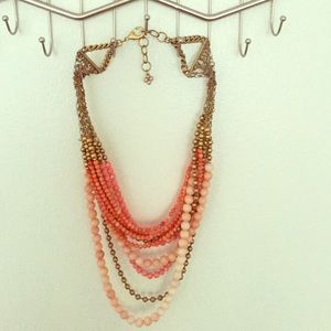 Necklace- Pinkish orange & gold necklace