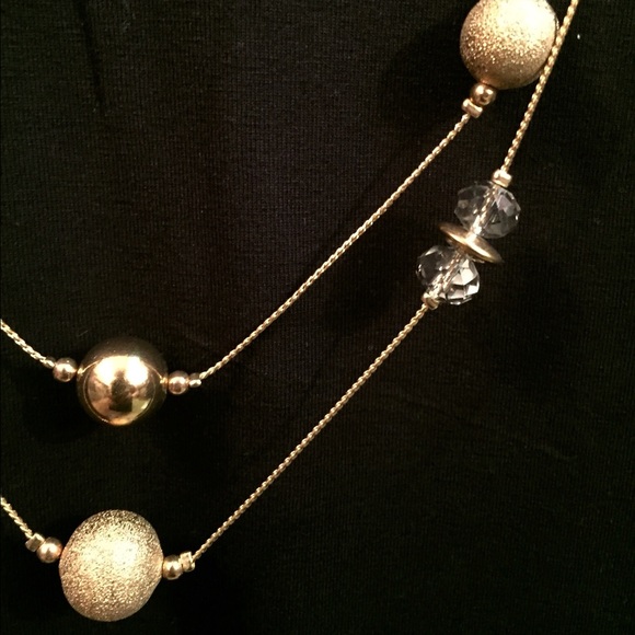 Good Multi Strand Gold/Crystal Necklace - Picture 1 of 4