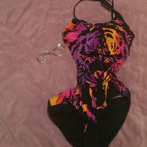 Tiger cut out monokini