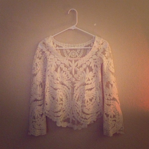 white lacey long sleeve