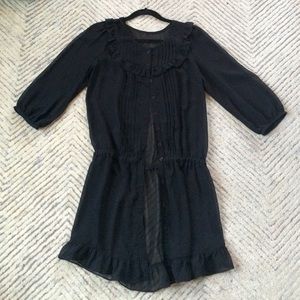 Black 3/4 Sleeve Sheer Dress