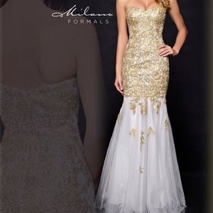 Milano Gold/White Prom Dress