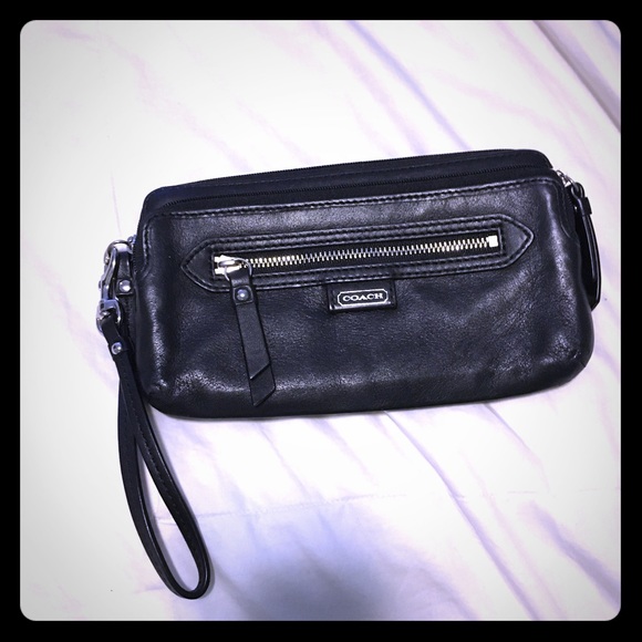 Coach Black Leather Wristlet