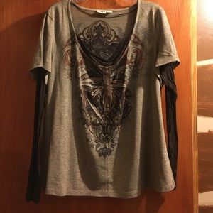 Long sleeve shirt Cato tribal Brown and Gray