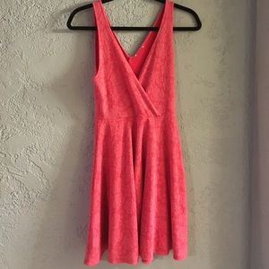 Rose colored, floral skater dress