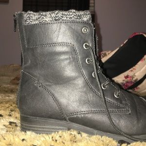 black combat boots
