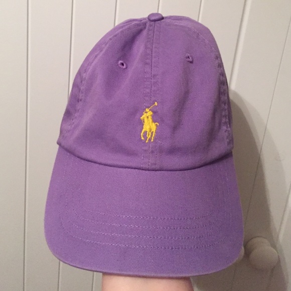 Light purple hat with yellow Ralph Lauren logo