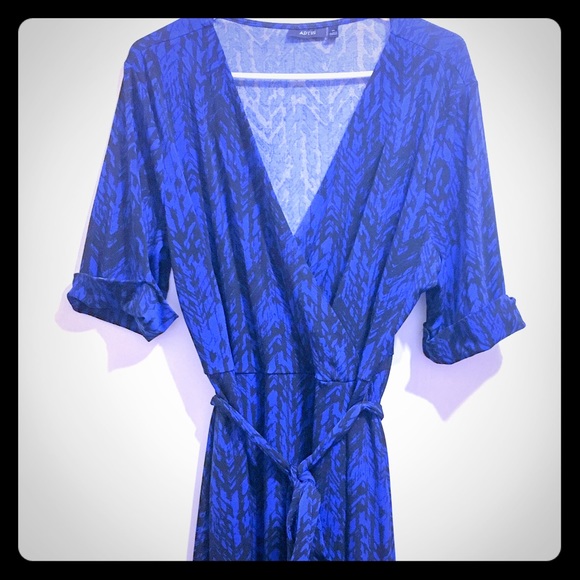 Blue and Black work wrap dress