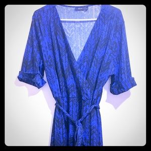 Blue and Black work wrap dress