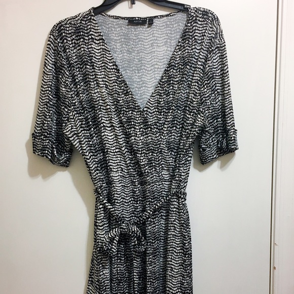 Black and White work wrap dress