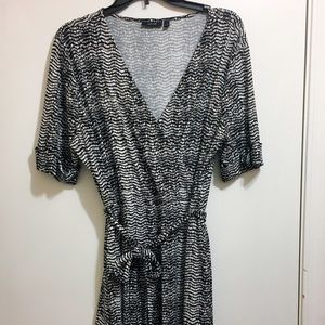 Black and White work wrap dress