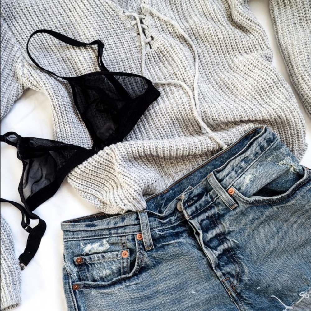 Boohoo lace up sweater