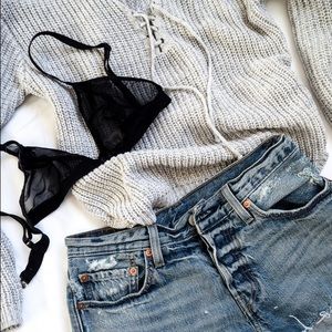 Boohoo lace up sweater