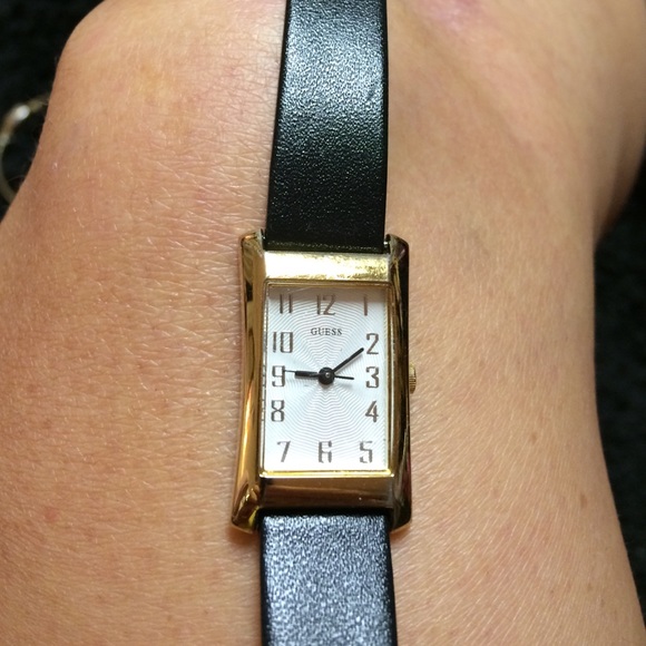 Antique guess watch black leather band beautiful