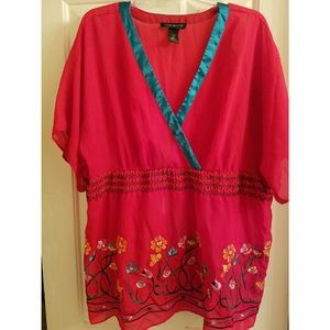 Red kimono blouse