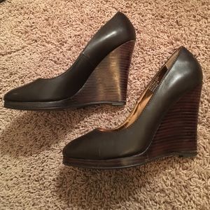 Colin Stuart brown leather wedges.