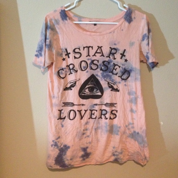 Pink and blue tie-dyed shirt