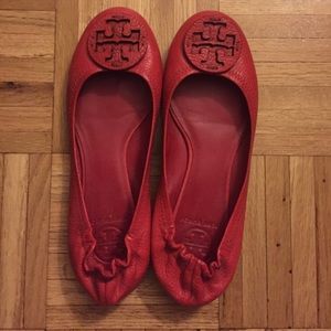 Tori Burch red leather flats