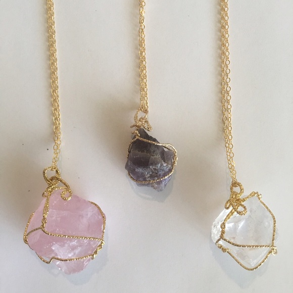 Gold & Pink • Lavender • White Quartz Necklace