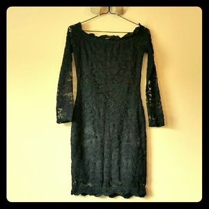 Sexy LBD Black Lace Dress with Long Sleeves